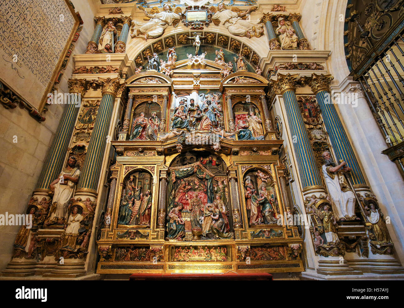 Altarbild in der Kathedrale von Burgos, Kastilien, Spanien. Stockfoto