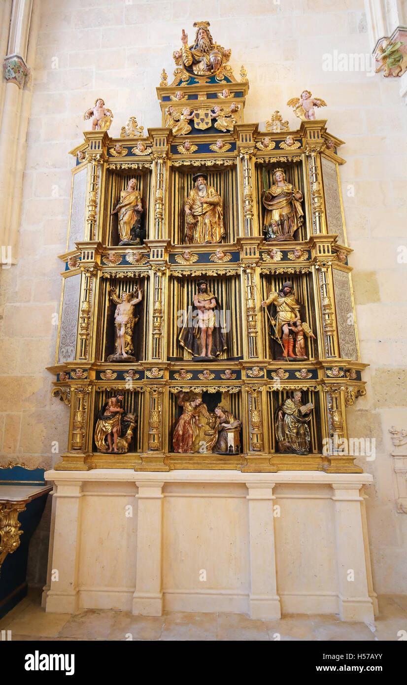 Altarbild in der Kathedrale von Burgos, Kastilien, Spanien. Stockfoto