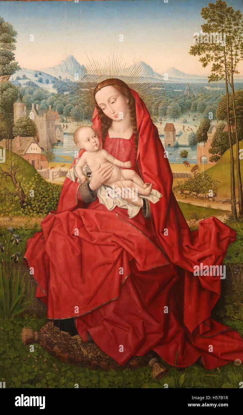 Madonna mit Kind, Gemälde von Hans Memling (1433-1494) in der Kathedrale von Burgos, Burgos, Kastilien und Leon. Spanien Stockfoto