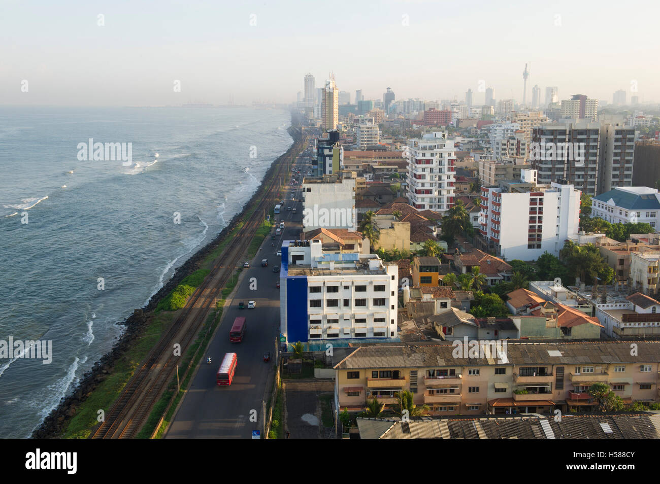 Blick über die Uferpromenade, Colombo, Sri Lanka Stockfoto