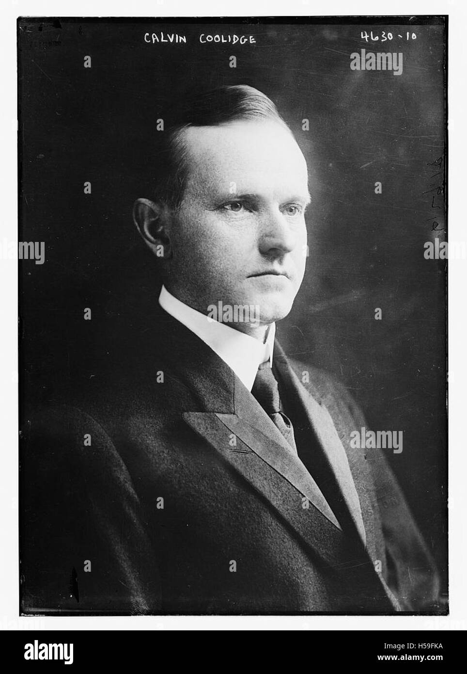 Eine historische Referenz an Calvin Coolidge, den 30. Präsidenten der Vereinigten Staaten, bekannt für seine Führung während der Roaring Twenties und seine Rolle bei der Gestaltung der amerikanischen Politik des frühen 20. Jahrhunderts. Stockfoto