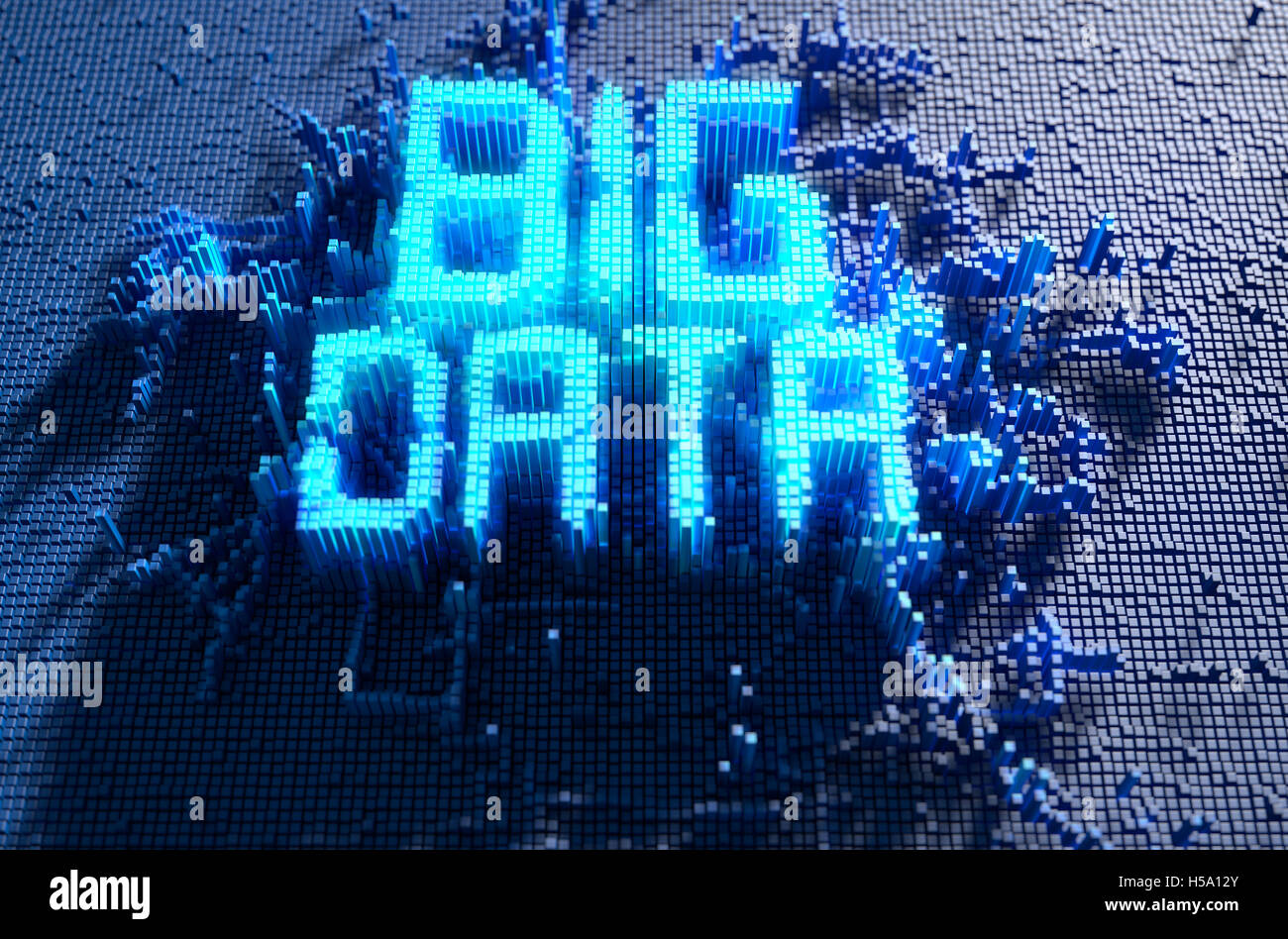 Ein 3D Rendering eines mikroskopischen Closeup-Konzepts der kleine Würfel in einem zufälligen layout Stockfoto