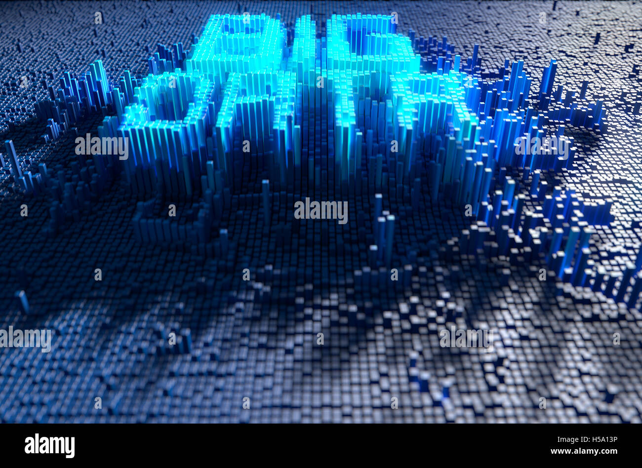 Ein 3D Rendering eines mikroskopischen Closeup-Konzepts der kleine Würfel in einem zufälligen layout Stockfoto