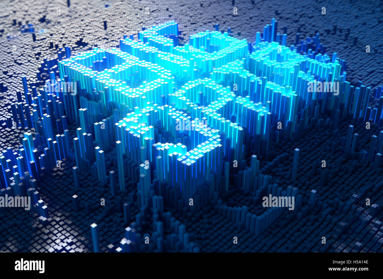 Ein 3D Rendering eines mikroskopischen Closeup-Konzepts der kleine Würfel in einem zufälligen layout Stockfoto