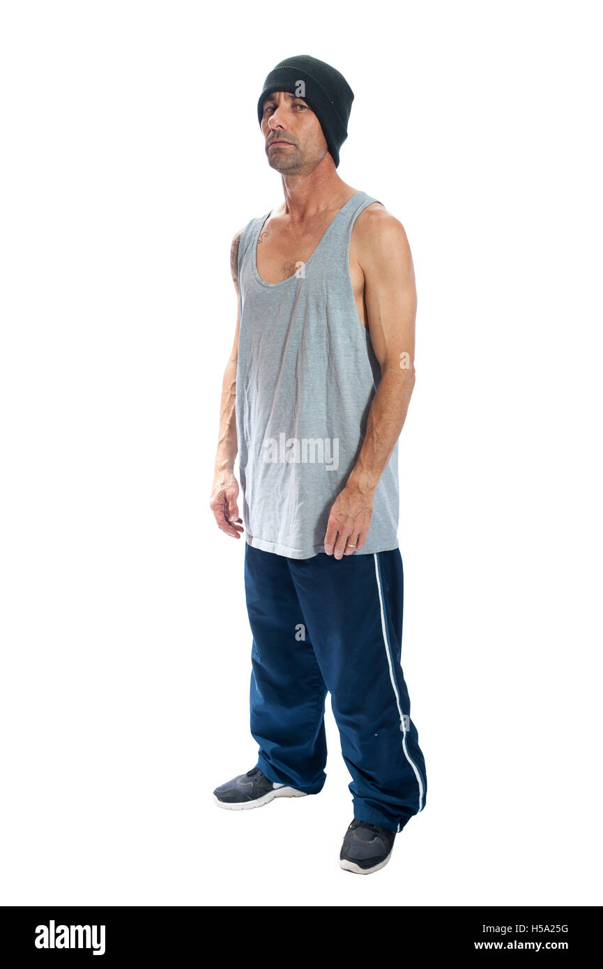 Japanische männlichen Schläger suchen bedeutet Mütze tragen. Stockfoto