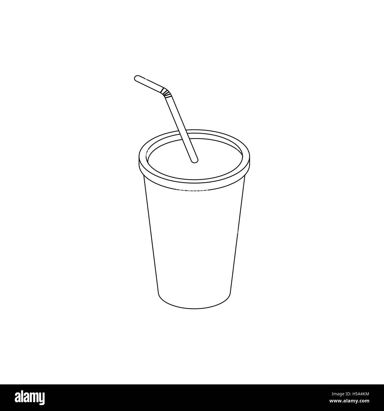 Ein alkoholfreies Getränk im Pappbecher mit Deckel und Trinkhalm-Symbol Stock Vektor