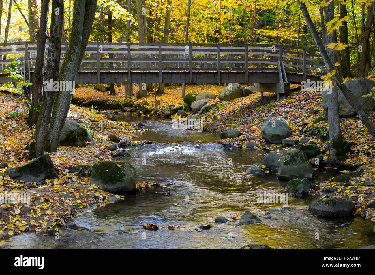 Ein Fuß-Brücke in Hudson, Quebec. Stockfoto