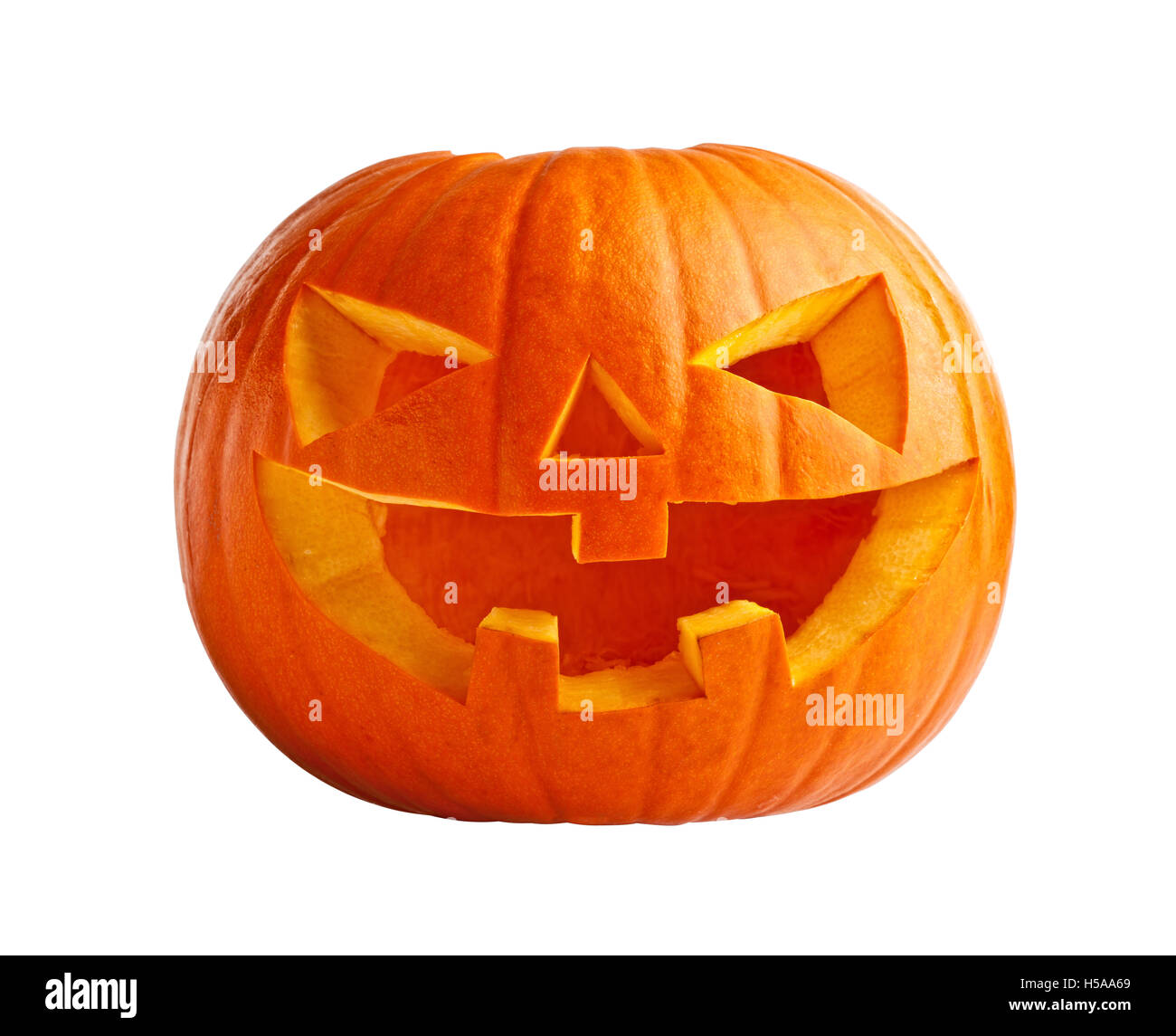 Halloween-Kürbis, isoliert auf weiss Stockfoto