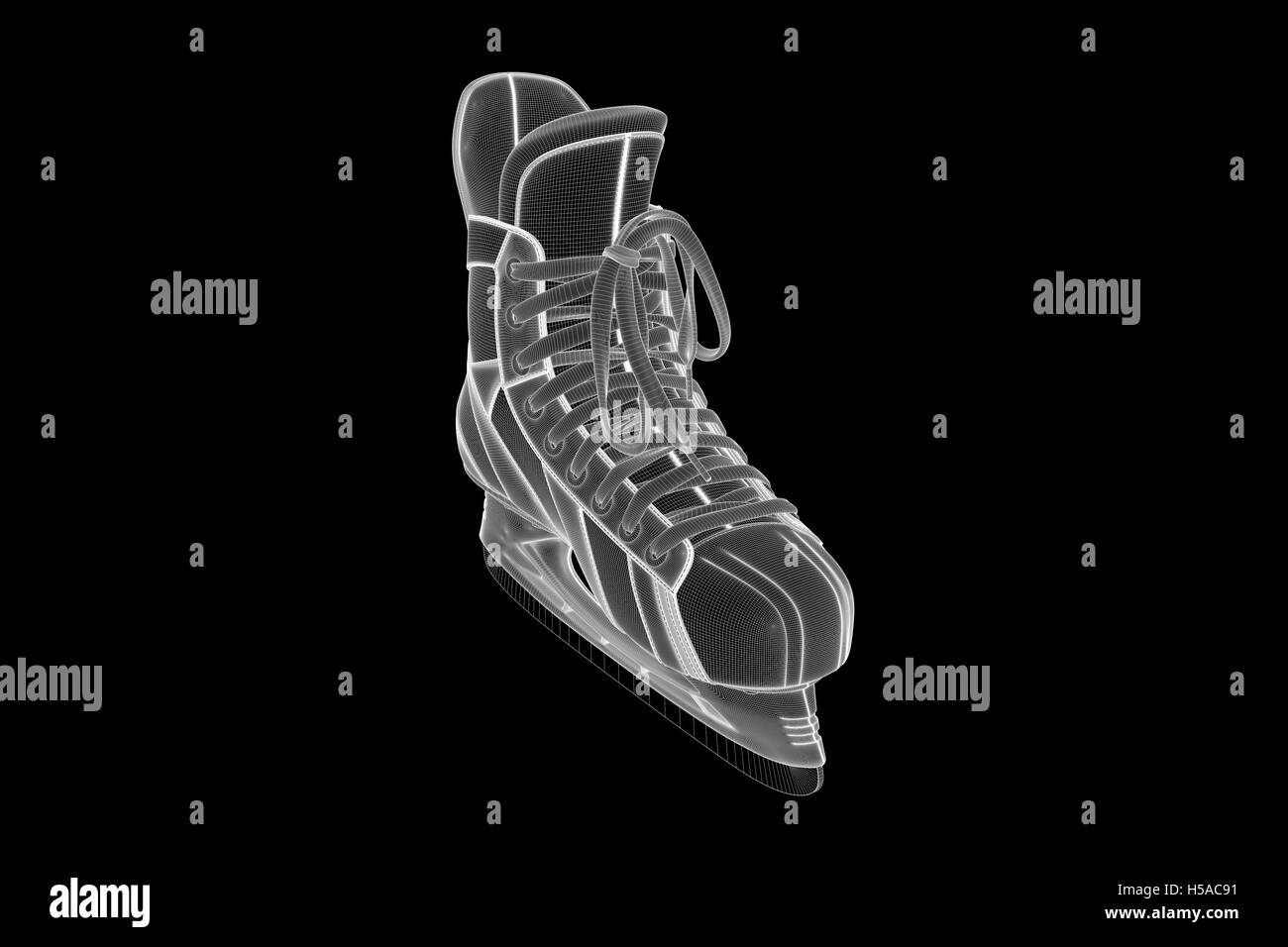 Eislaufen im Hologramm Wireframe-Stil. Schönes 3D Rendering Stockfoto