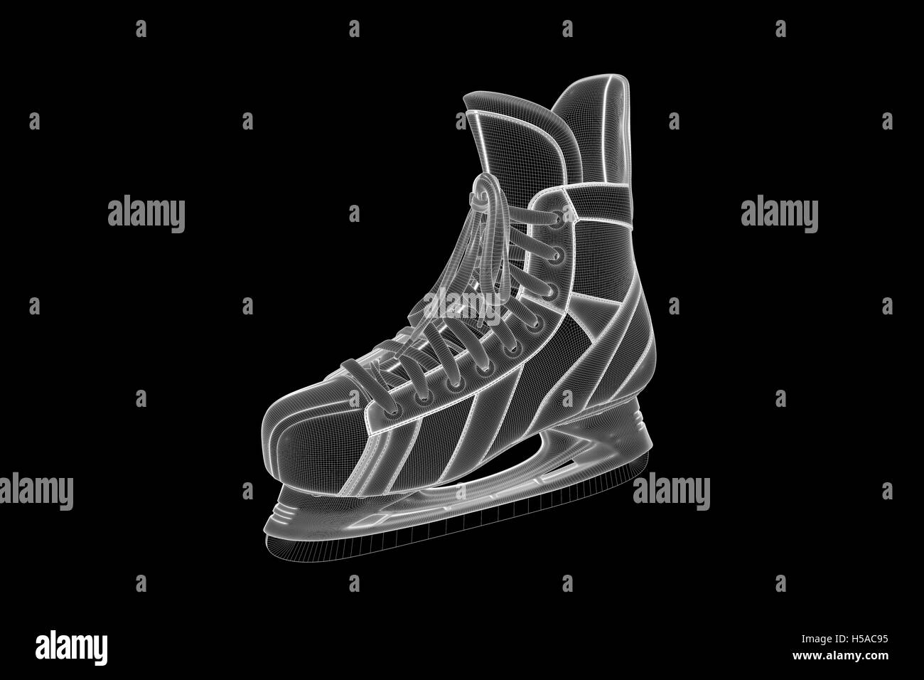 Eislaufen im Hologramm Wireframe-Stil. Schönes 3D Rendering Stockfoto