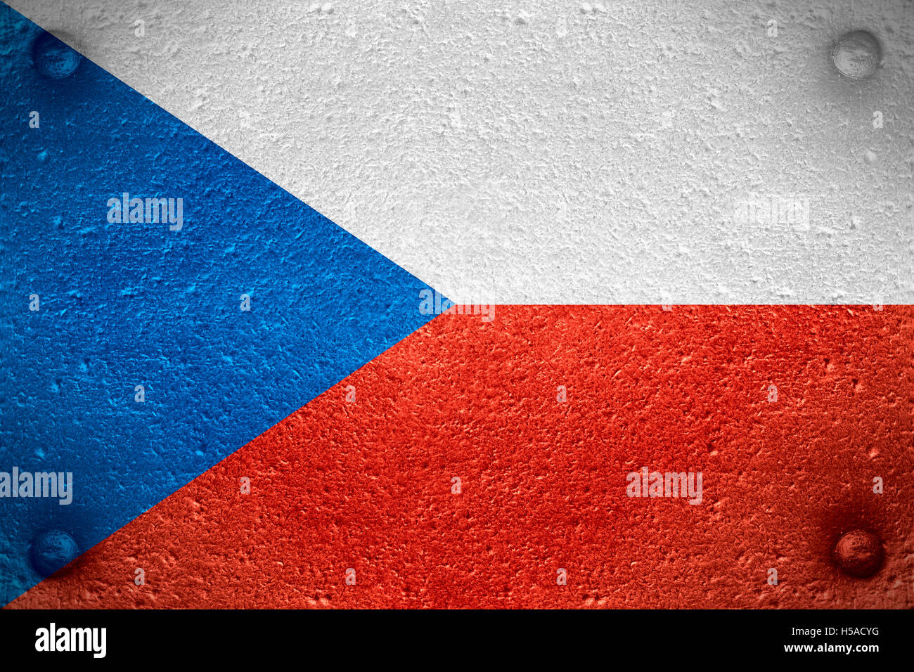 Flagge der Tschechischen oder Banner auf Stahl Hintergrund Stockfoto