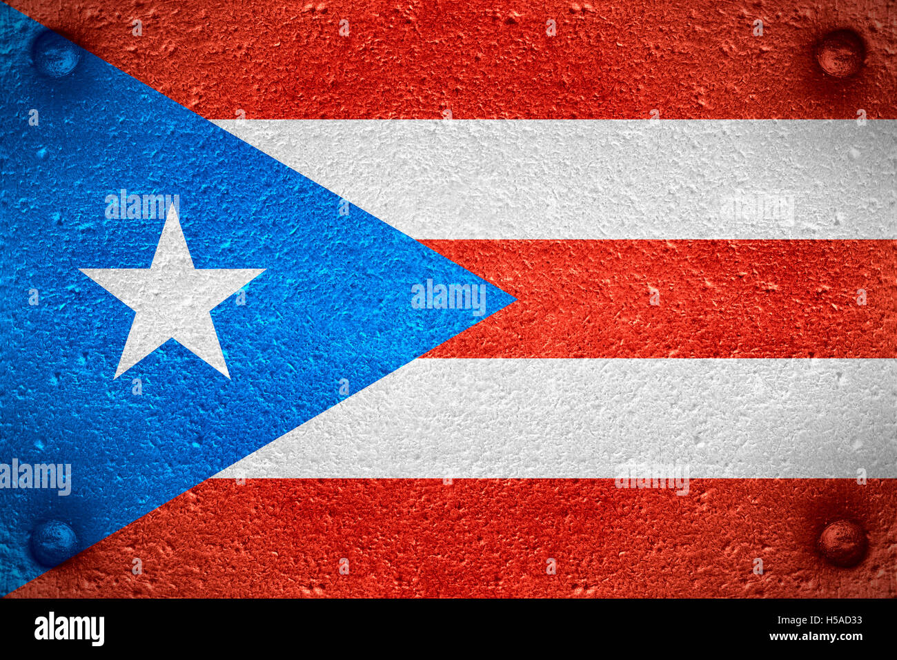 Flagge von Puerto Rico oder Puerto Rican Banner auf Stahl Hintergrund Stockfoto