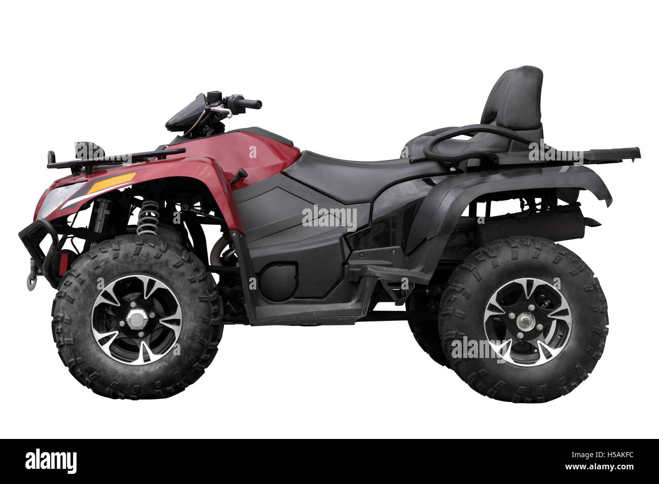 Moderne schwarze ATV, isoliert auf weißem Hintergrund Stockfoto