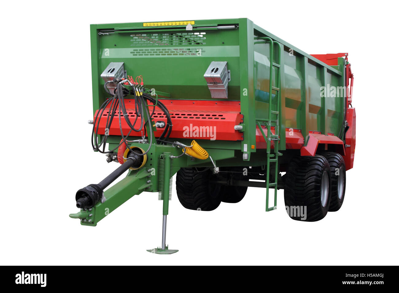 Moderne Traktoranhänger isoliert auf weißem Hintergrund Stockfoto