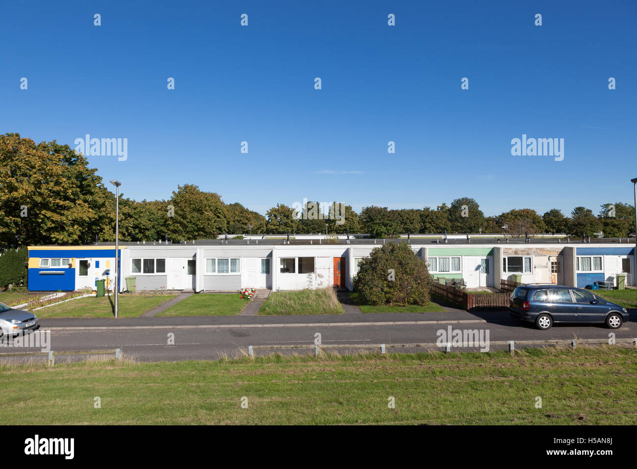 Netherfield gehörte zwischen 1972 und 1977 erbaut, zu den ersten Mietwohnungen Planquadrate in Milton Keynes abgeschlossen werden. Stockfoto