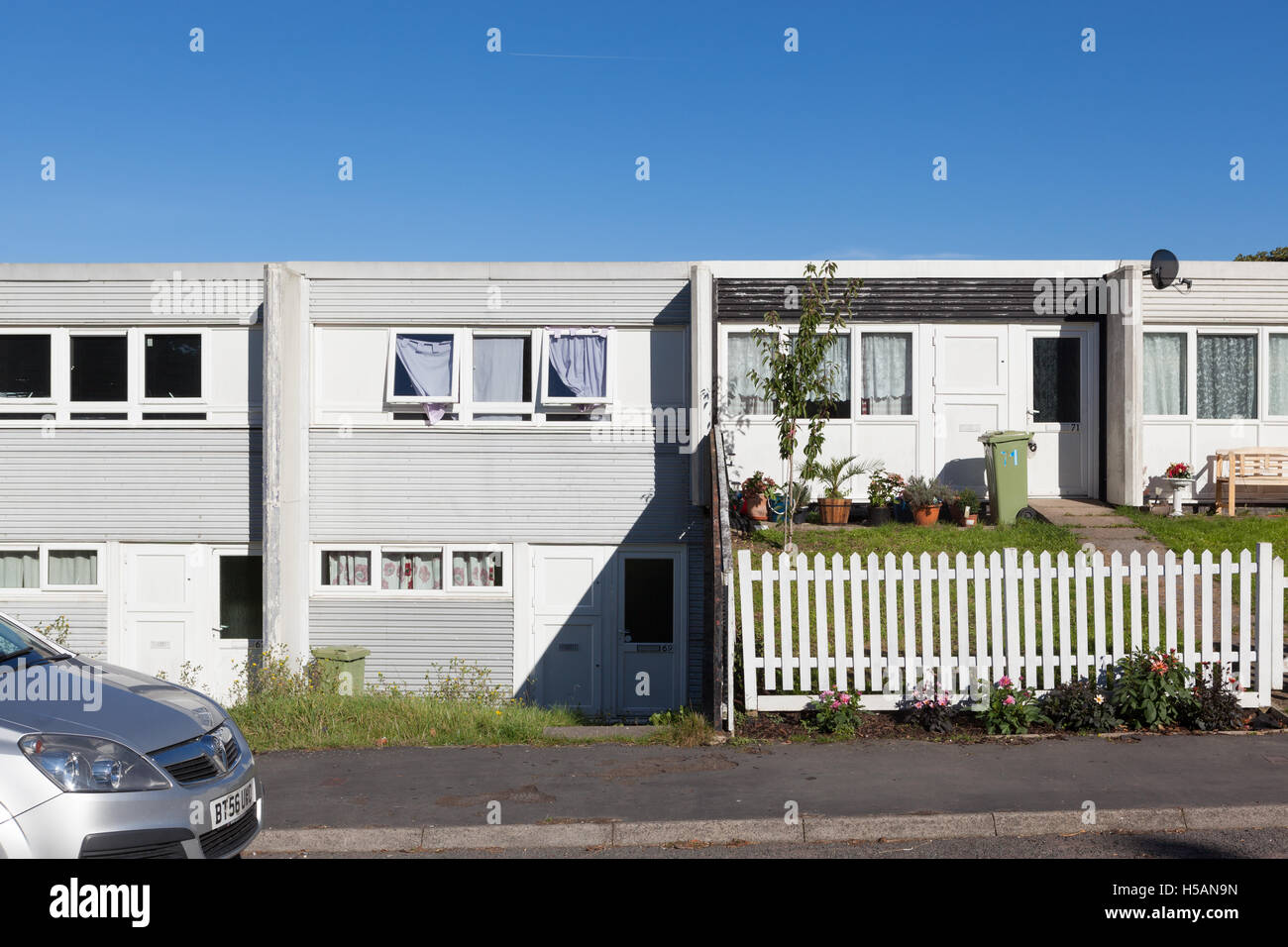 Netherfield gehörte zwischen 1972 und 1977 erbaut, zu den ersten Mietwohnungen Planquadrate in Milton Keynes abgeschlossen werden. Stockfoto