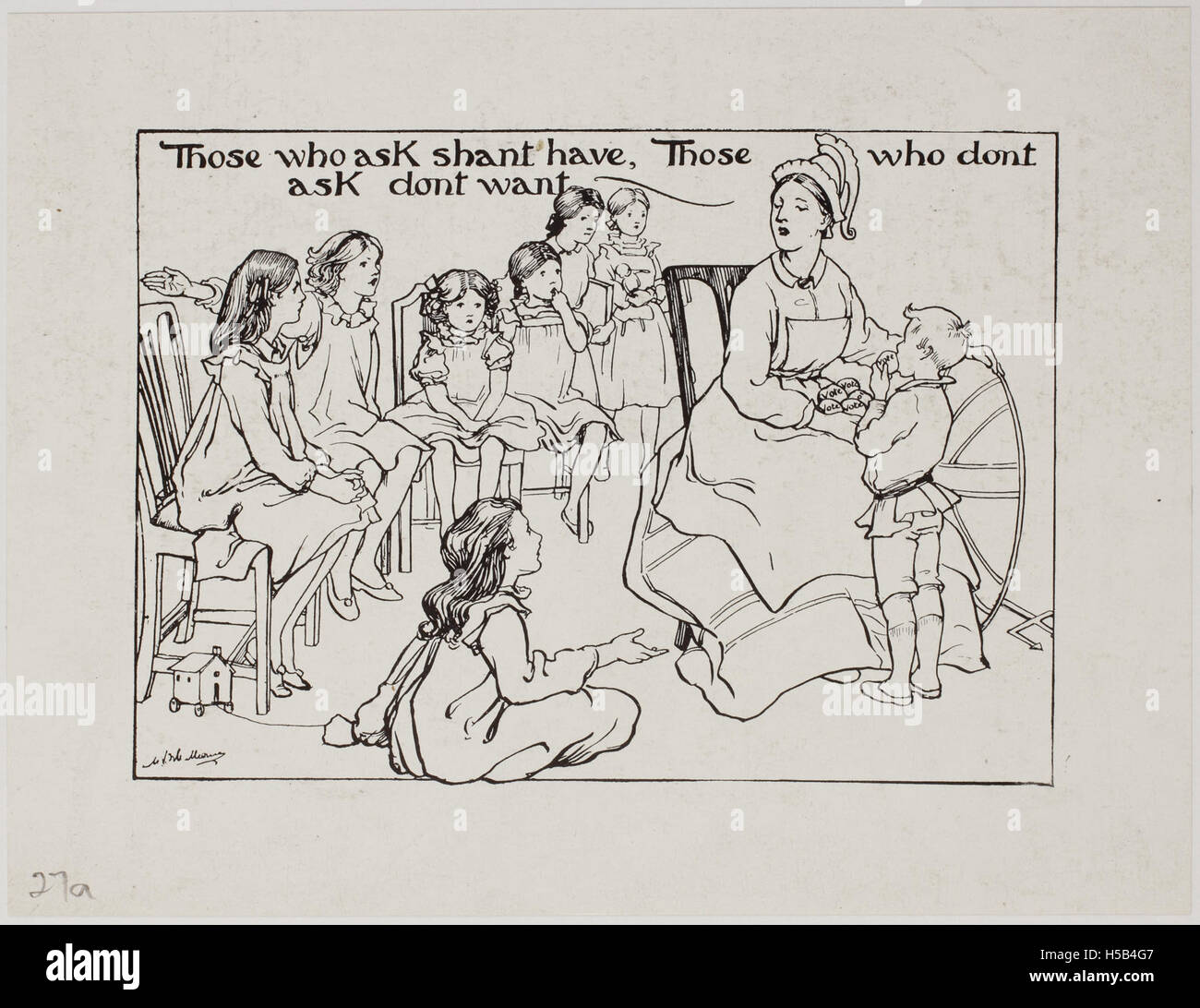 Die Bilder zeigen Szenen und Symbole der Frauenwahlrechtsbewegung, die für das Wahlrecht der Frauen kämpfte. Diese Bilder enthalten häufig prominente Persönlichkeiten und Ereignisse aus der Geschichte der Bewegung, die Empowerment und politischen Wandel betonen. Stockfoto