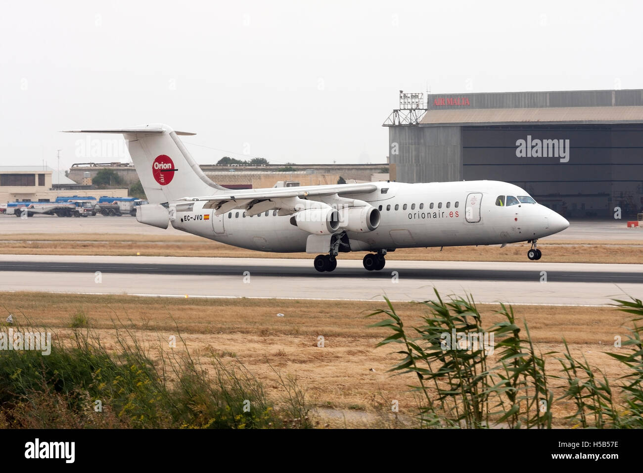 Orionair British Aerospace BAe-146-300 [EG-JVO] Landebahn 13. Stockfoto
