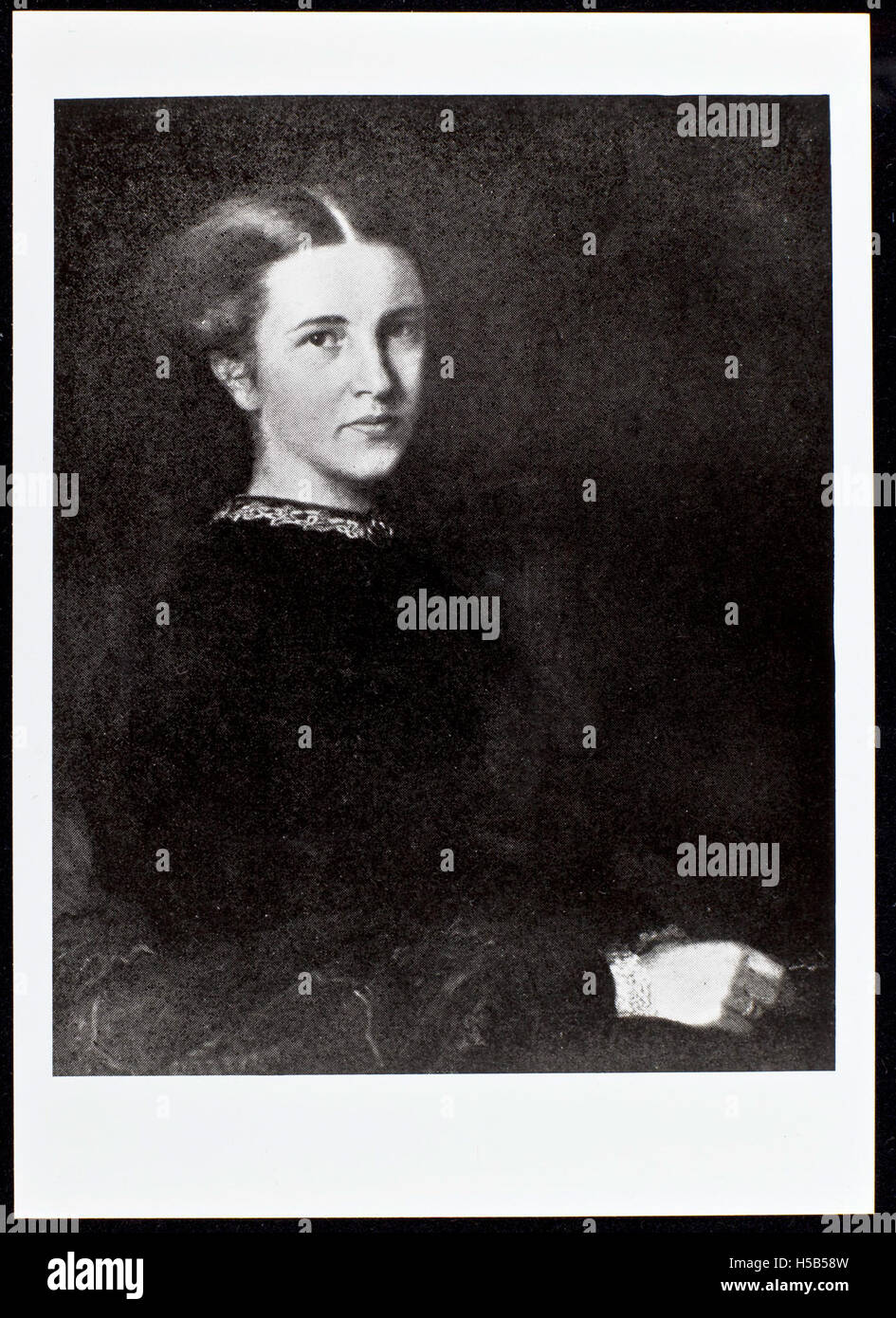 Ein Porträt der britischen Ärztin Elizabeth Garrett Anderson, gemalt 1866. Anderson war die erste Frau, die sich als Ärztin in Großbritannien qualifiziert hatte und sowohl die Rechte der Frauen als auch die medizinische Geschichte vorantrieb. Stockfoto