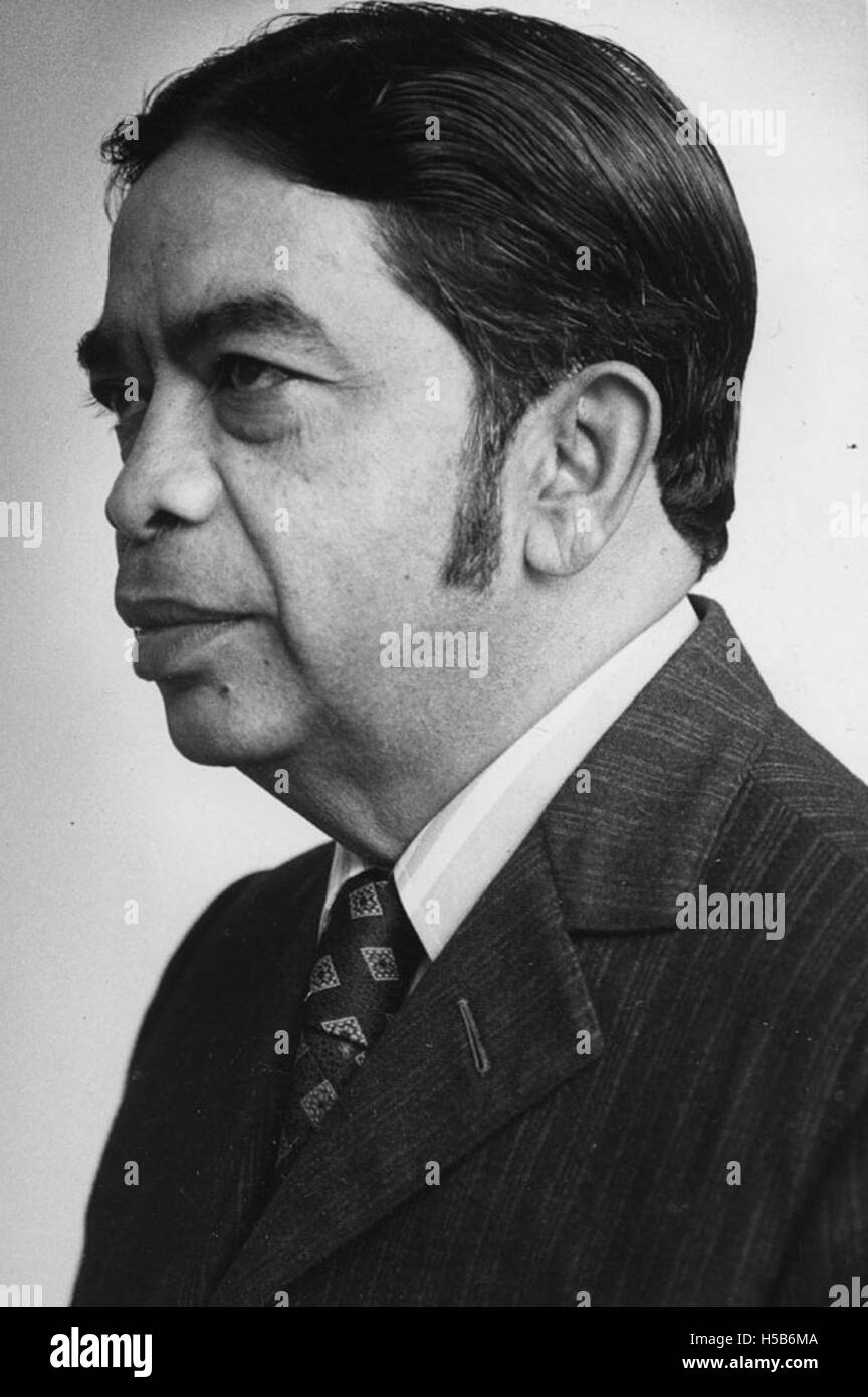Sir Veerasamy Ringadoo war in den 1980er Jahren eine prominente Persönlichkeit auf Mauritius Er war Präsident von Mauritius und war maßgeblich an der politischen Geschichte des Landes beteiligt. Stockfoto