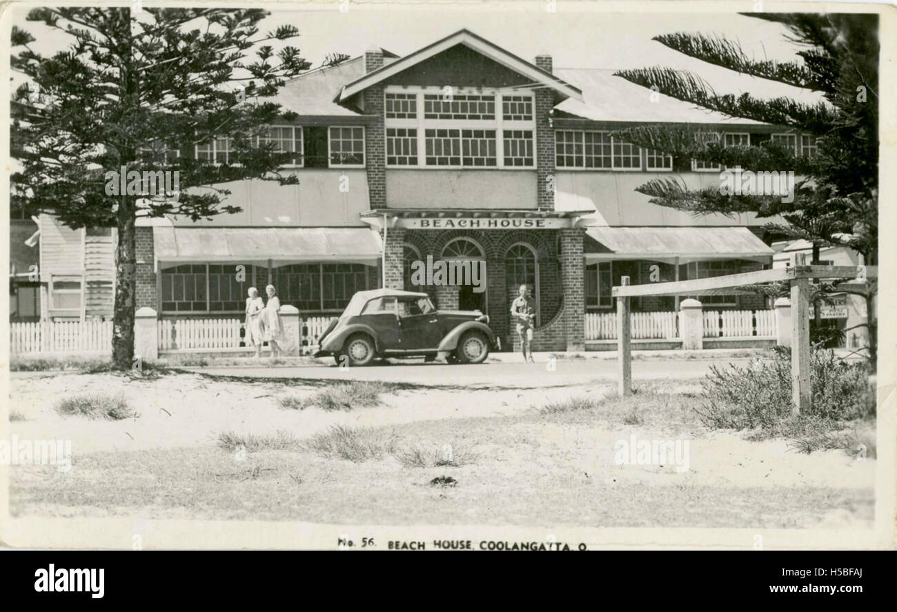 Fotografische Postkarte zeigt den Strand Haus Coolangatta Stockfoto