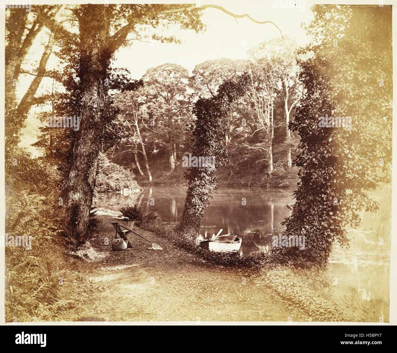Der Upper Lake at Penllergare ist ein landschaftlich reizvoller Gewässer in den Penllergare Valley Woods, Wales. Es ist Teil einer historischen Landschaft, die vom Botaniker William Watson entworfen wurde und natürliche Schönheit und Tierwelt bietet. Stockfoto