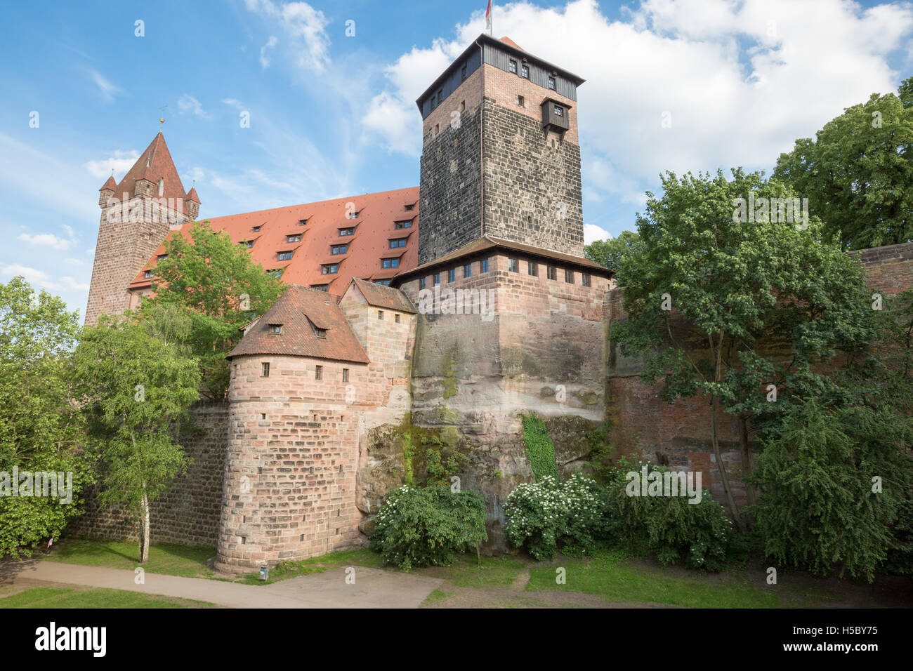Architektur der alten Gebäude in Bamberg. Stockfoto