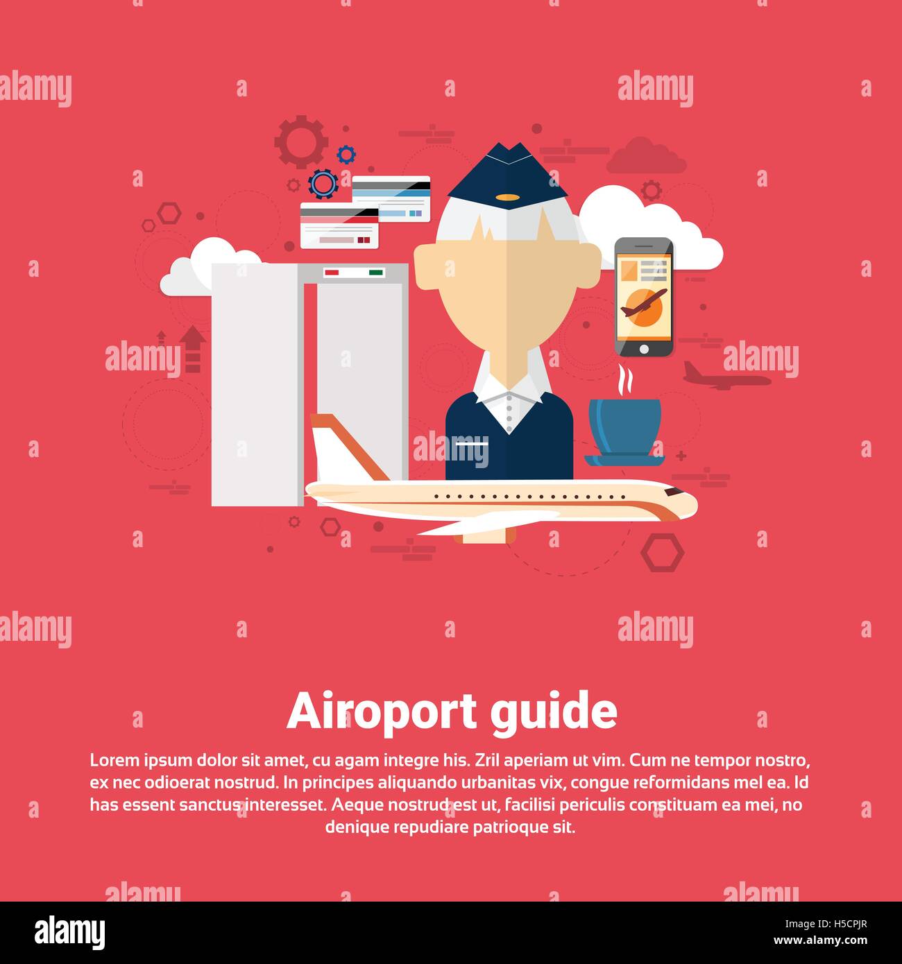 Flughafen Guide Flugzeug Transport Luft Tourismus Web-Banner Stock Vektor