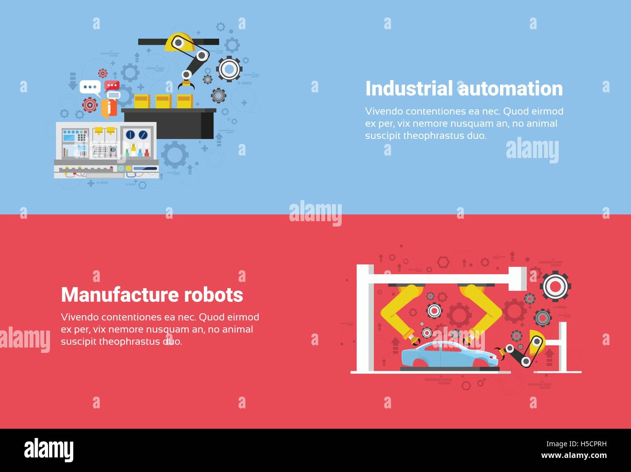 Herstellung von Robotern Industrieautomation Produktion Web-Banner Stock Vektor