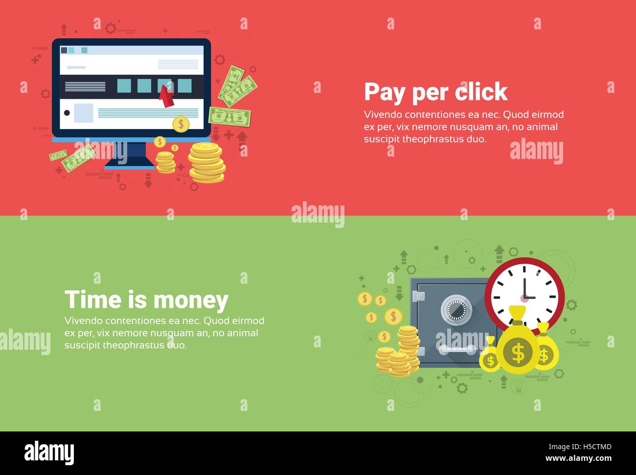 Zeit ist Geld, Pay-Per-Uhr-Online-Payment-Web-Banner Stock Vektor