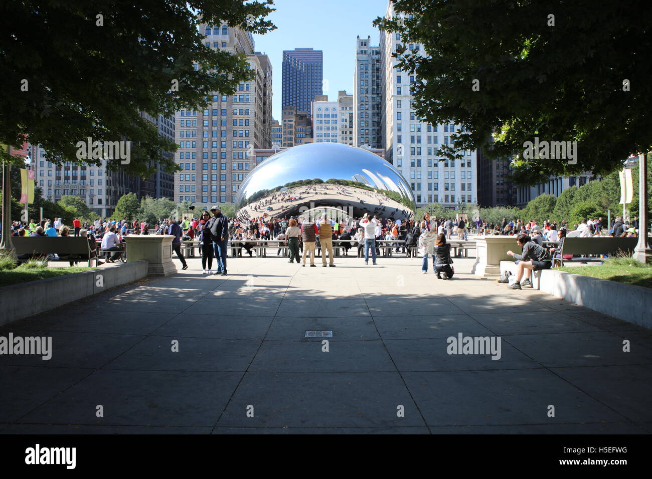 Riesen Bohnen. Cloud Gate. Millennium Park Chicago. Hochzeitsbild. Stockfoto