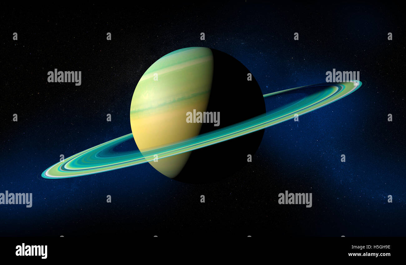 Planet Saturn mit Ringen. Raum-Blick. Element dieses Bildes sind eingerichtet, von der Nasa. 3D-Rendering Stockfoto
