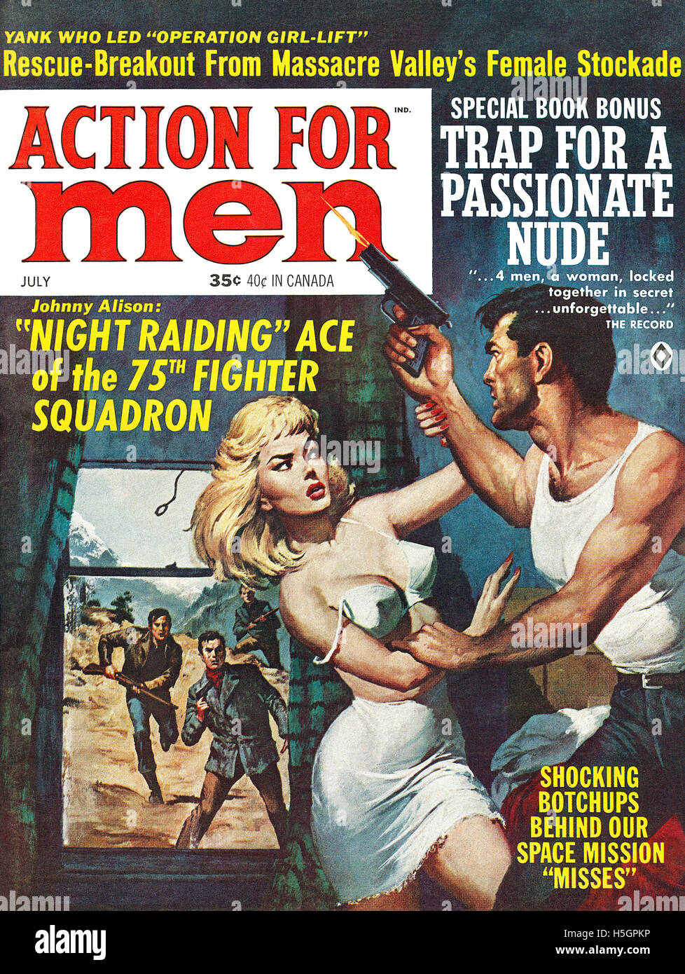 Cover der Action For Men Magazin ab Juli 1964 mit einem Titelbild von Charles Copeland Stockfoto