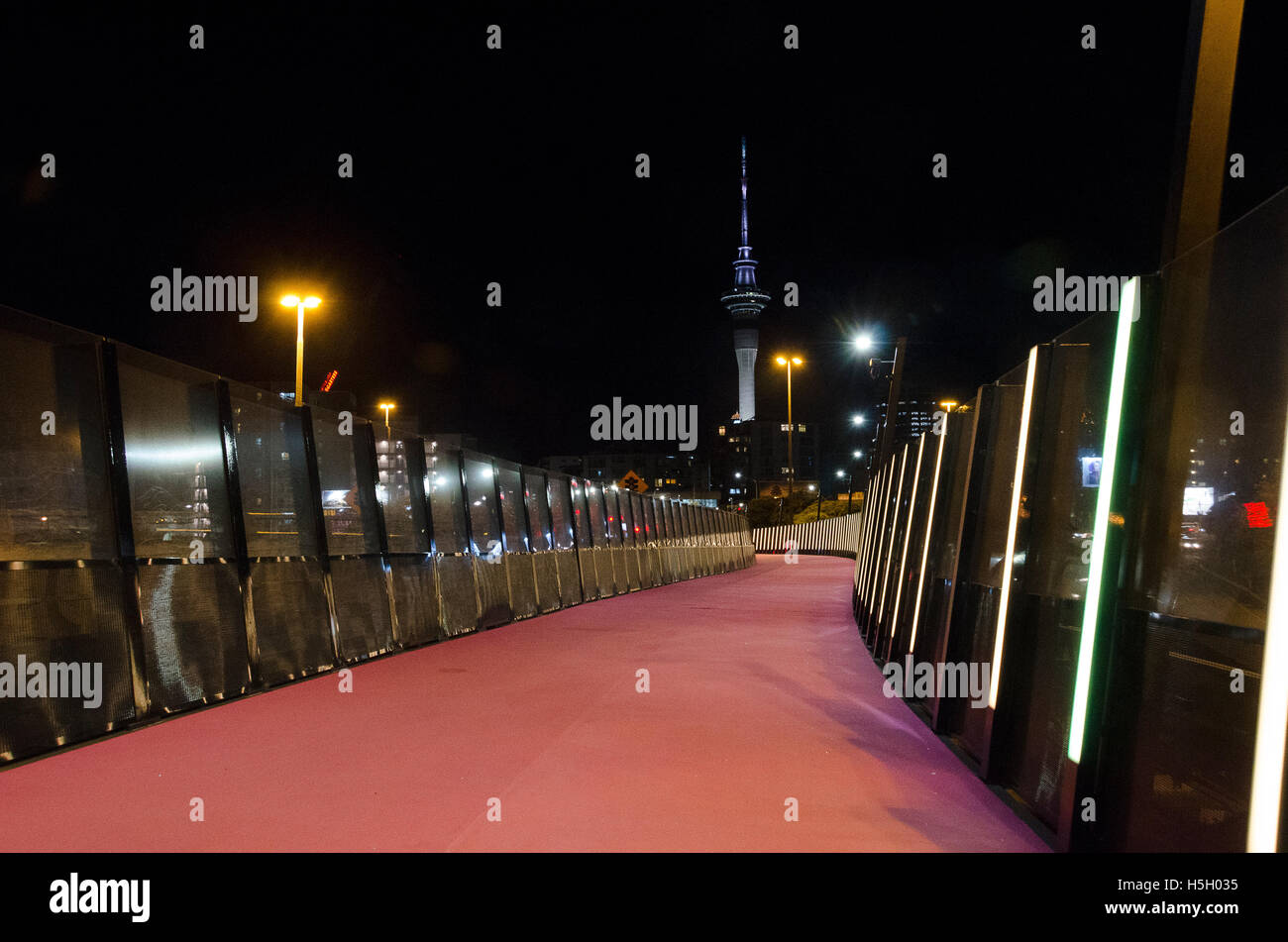 Nelson Street Cycleway, bekannt als Pink Cycleway, Auckland, Nordinsel, Neuseeland Stockfoto