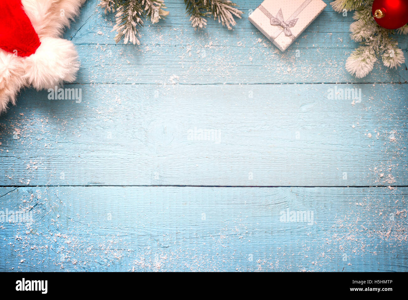 Weihnachten Hintergrund Rahmen mit Weihnachtsmann-Mütze-Konzept Stockfoto