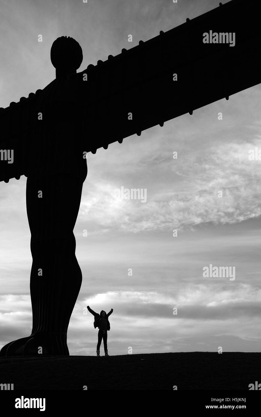 Silhouette der Engel des Nordens, Gateshead, Tyne and Wear Stockfoto