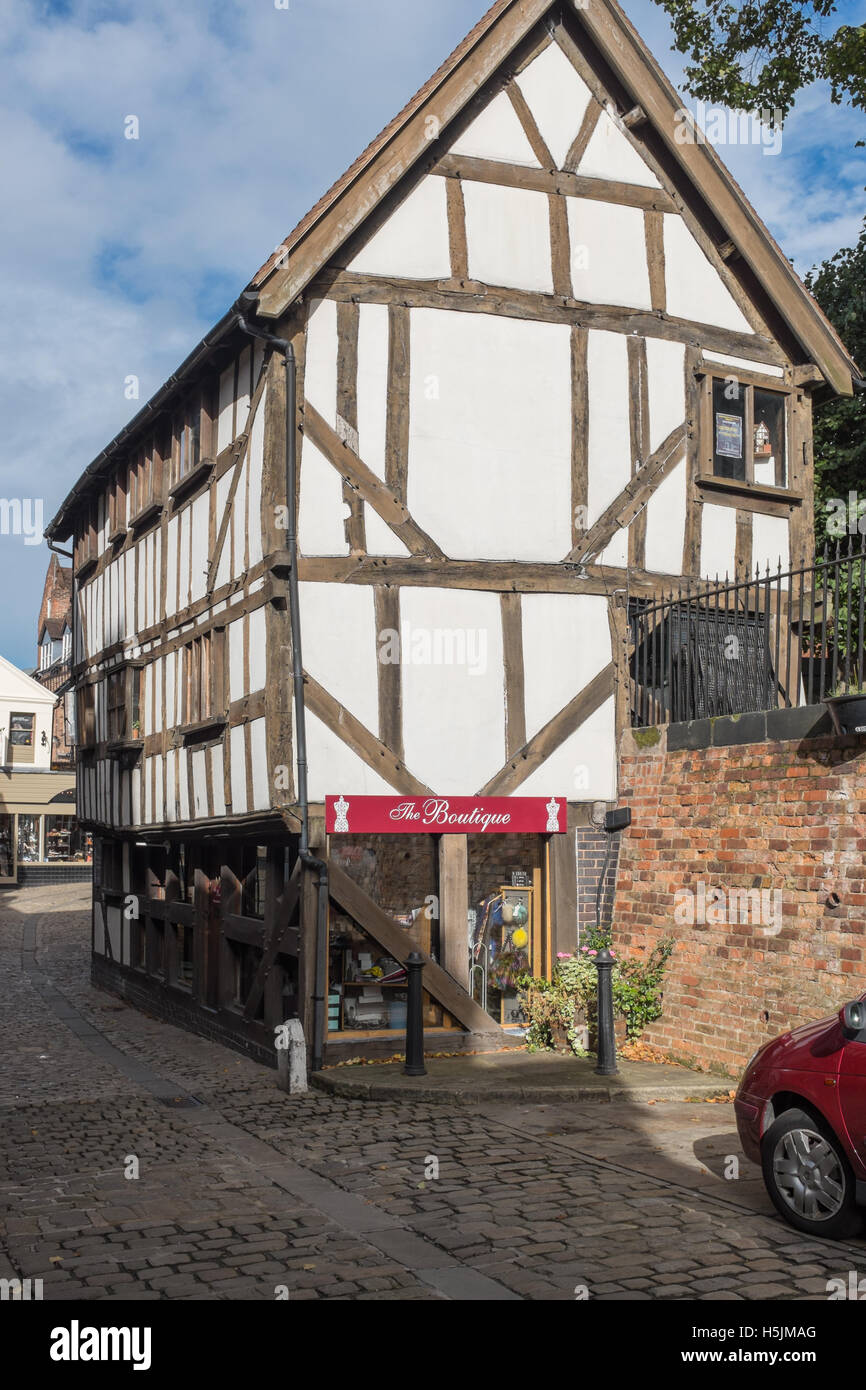Fachwerkgebäude in Fish Street, Shrewsbury Stockfoto