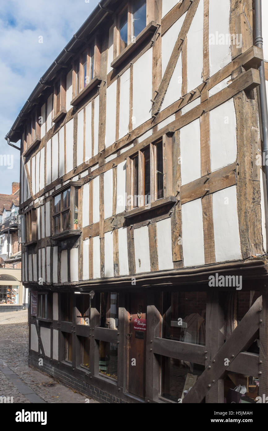 Fachwerkgebäude in Fish Street, Shrewsbury Stockfoto