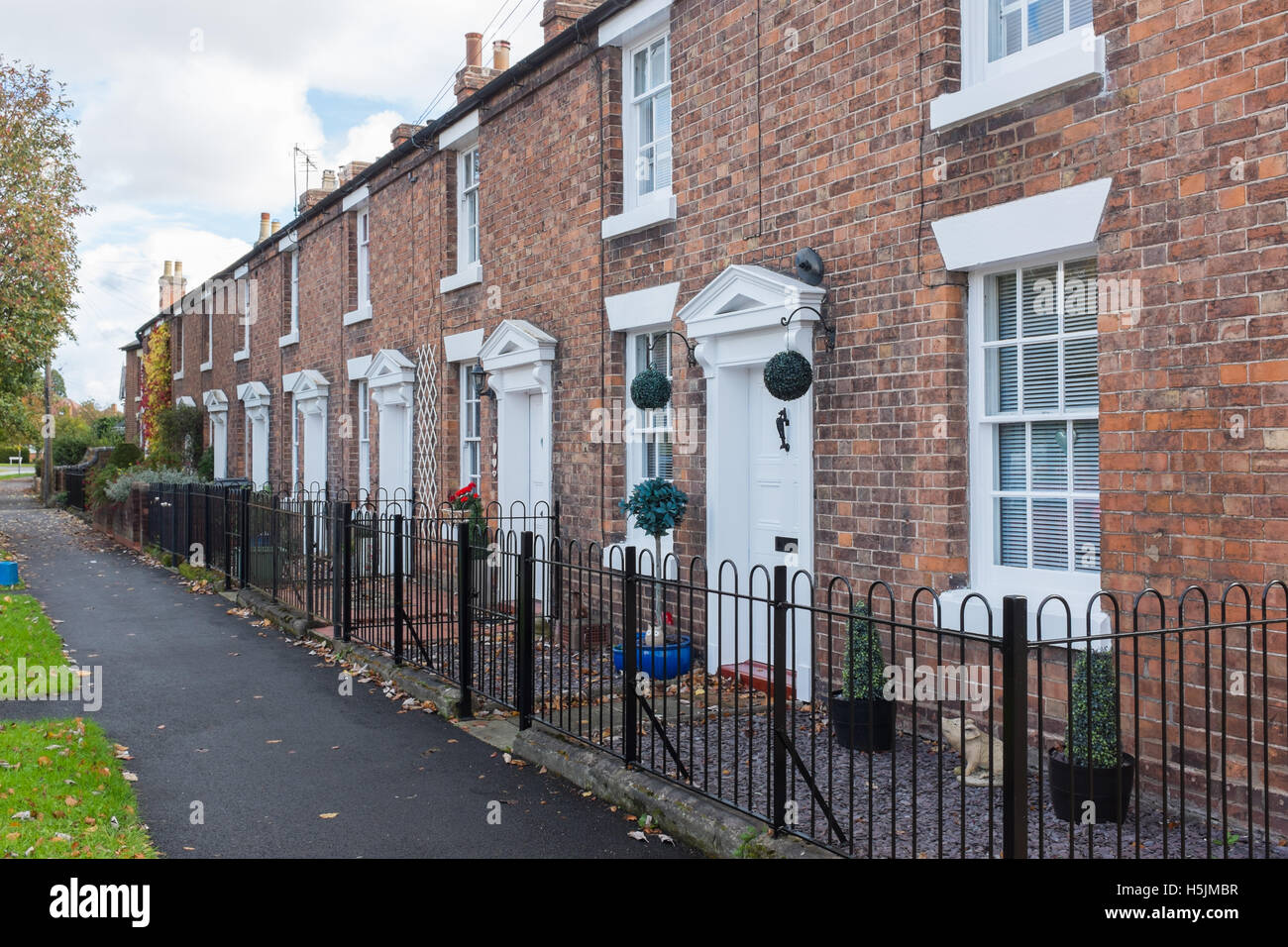 Reihe von intelligenten Häusern auf Preston Street in Shrewsbury Stockfoto