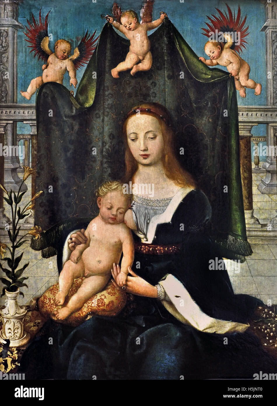 Maria Mit Dem Schlafenden Christuskind - Maria mit dem schlafenden Christus Kind 1515 Hans Holbein der ältere (1465 – 1524) Deutsch Deutschland Stockfoto