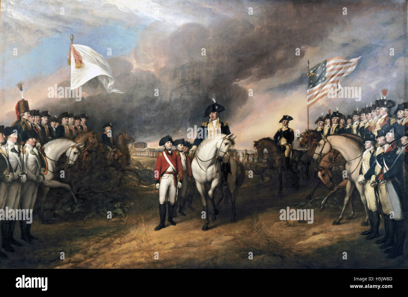 CHARLES CORNWALLIS (1738-1805) Befehlshaber der britischen Armee.  Gemälde von John Trumbull mit dem Titel 'Kapitulation von Lord Cornwallis' nach der Belagerung von Yorktown 1781 Stockfoto