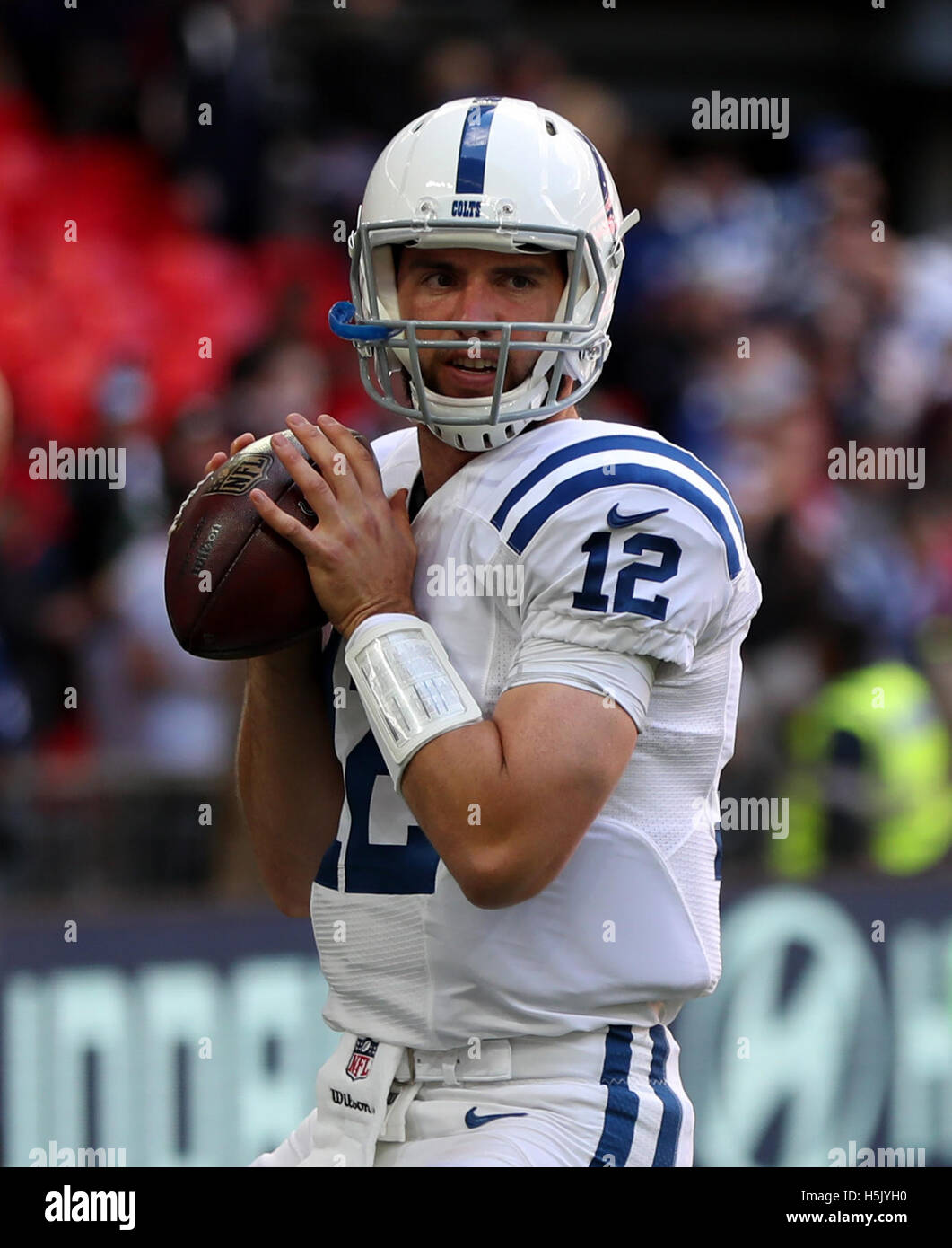 Indianapolis Colts' Andrew Luck während der NFL International Series Spiel im Wembley Stadion in London. Stockfoto