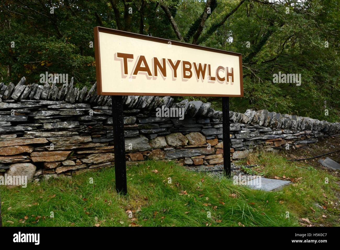 Tan y Bwlch Bahnhof Zeichen Maentwrog Gwynedd Stockfoto