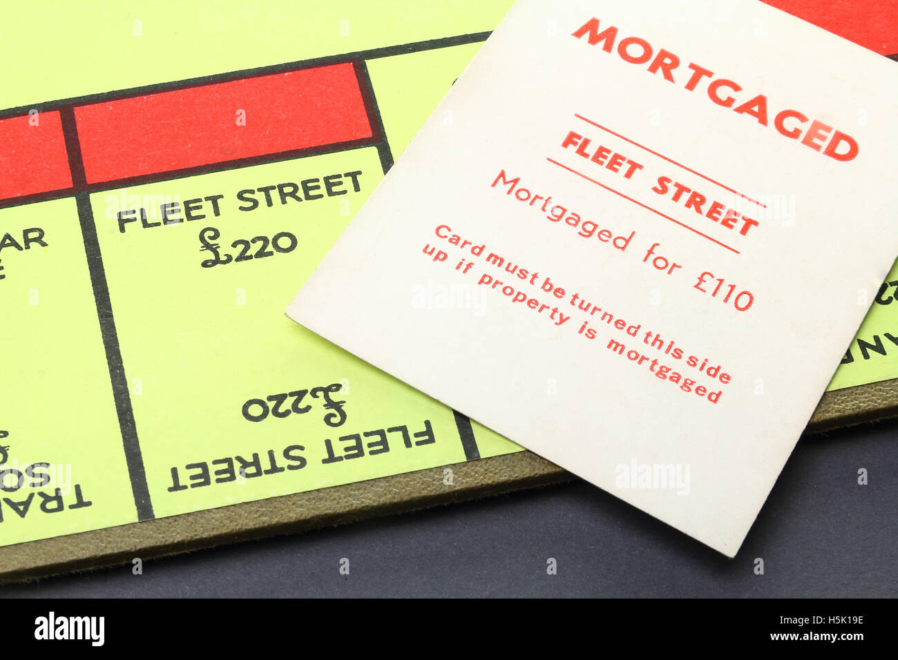 Vintage britische Monopol-Board (Fleet Street und Hypothek) ca. 1940 Stockfoto