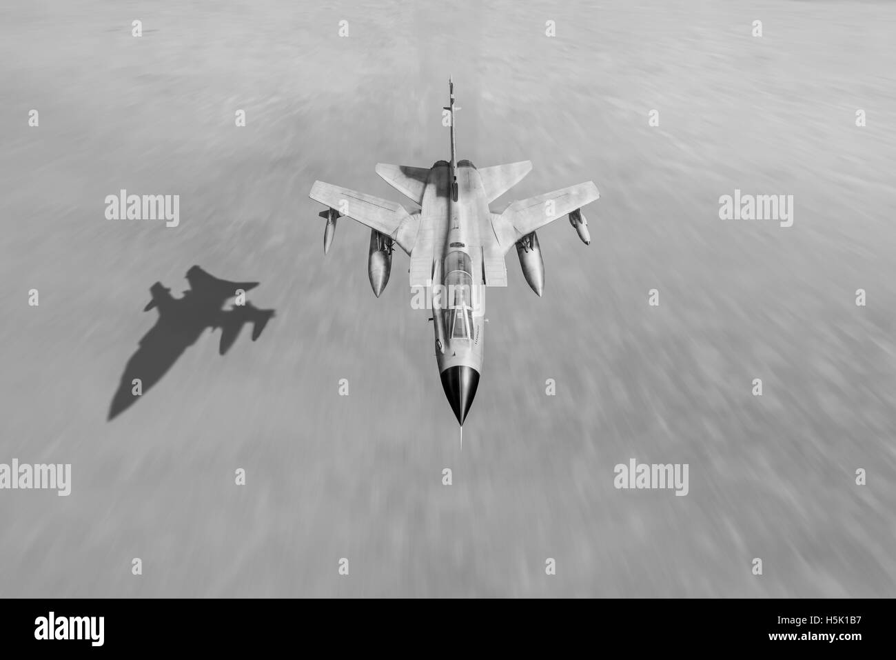 Darstellung der eine Königliche Luftwaffe Tornado GR. 1 auf niedrigem Niveau über der irakischen Wüste während der Operation Desert Storm. Stockfoto