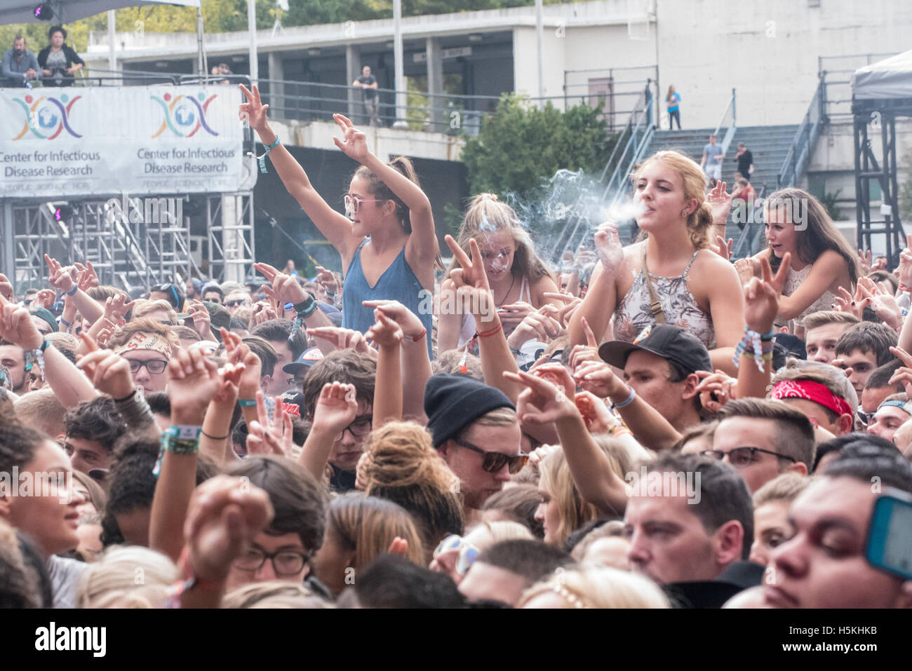 Publikums während Atmosphäre beim Bumbershoot Festival am 5. September 2015 in Seattle, Washington Stockfoto