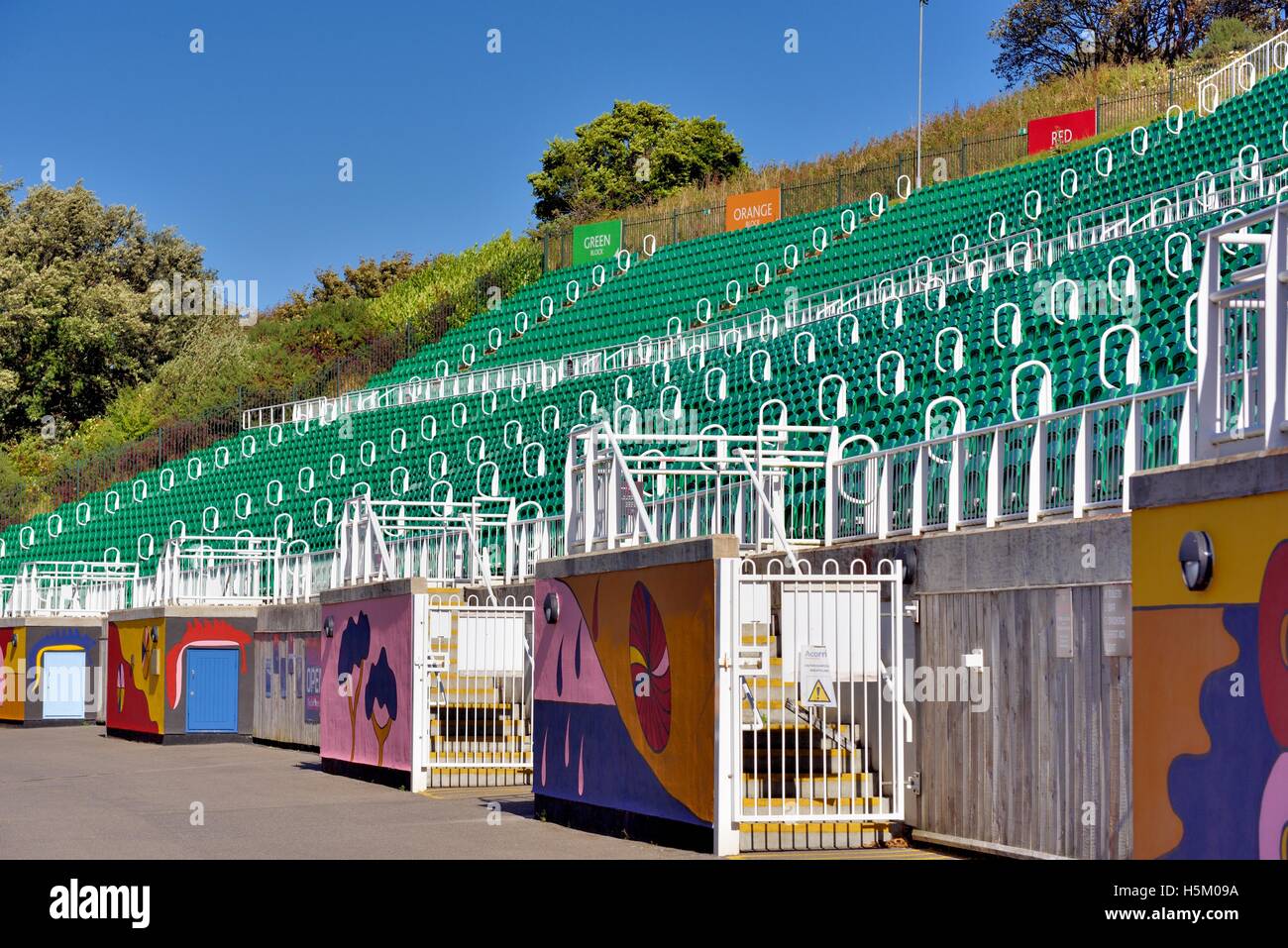 Open-Air-Theater Bestuhlung North Bay Scarborough North Yorkshire England UK Stockfoto