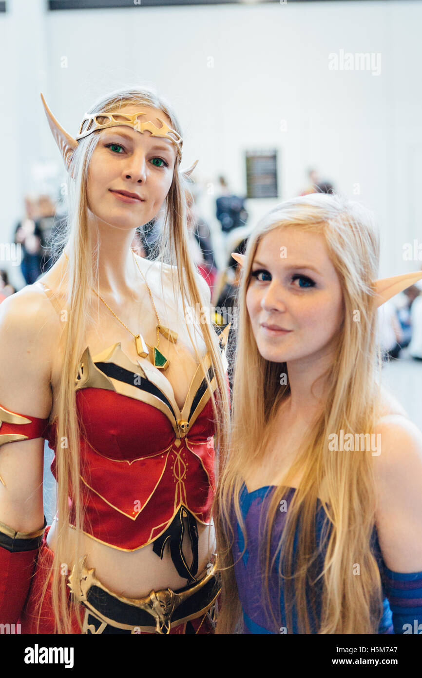 Fantasy Kostüme tragen Cosplayer auf der Comic Con Kopenhagen 2016. Stockfoto