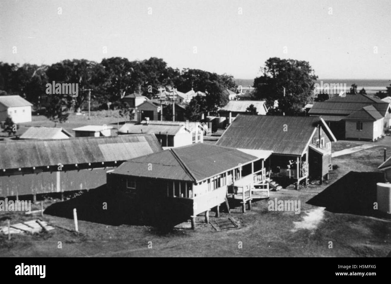 Erhöhten Blick auf die Lazaret auf Peel Insel ca. 1954 Stockfoto