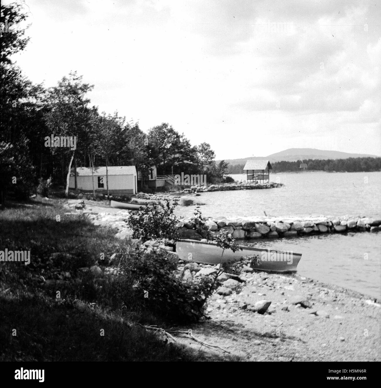 Ruderboote am Lake City, Megunticook See, August 1898 Stockfoto